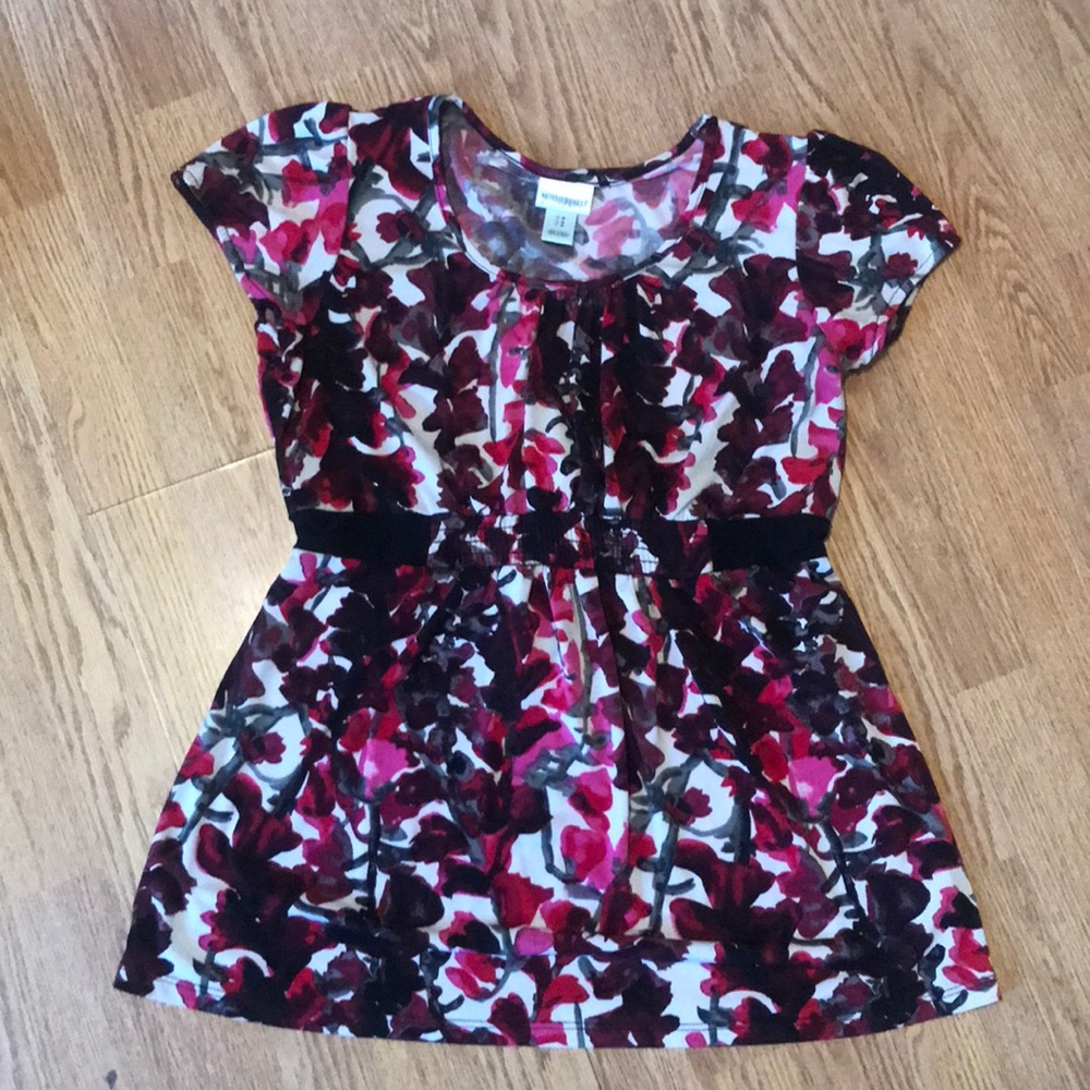 Motherhood Maternity floral blouse with tie back